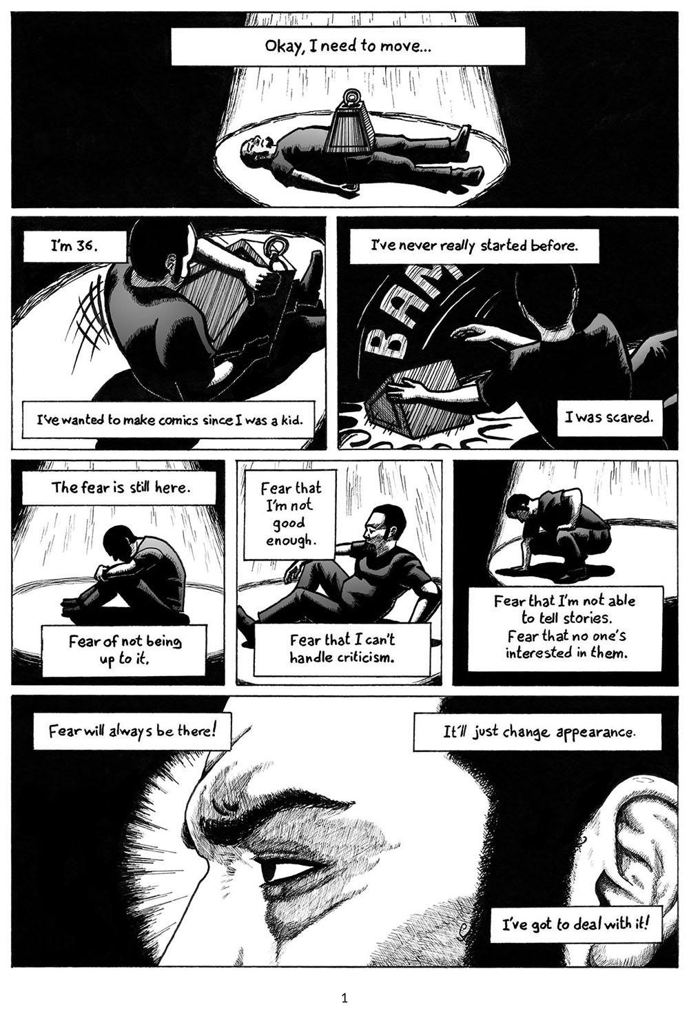 The 1st page of the webcomics 'the adventure begins'